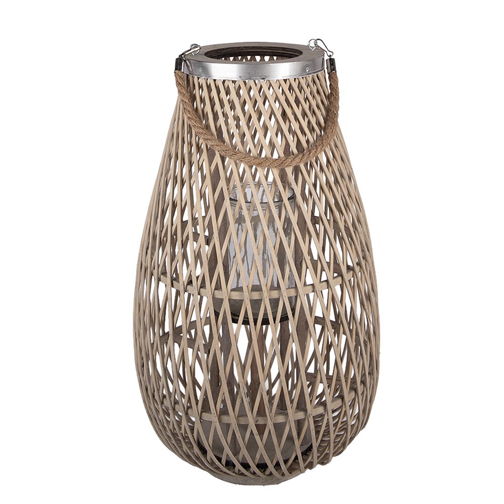 Windlicht Beige Rotan