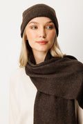 Artemis Beanie & Scarf Wol Set Brown-Ecru