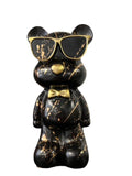 Polyresin beerbril zwart met gouden splash