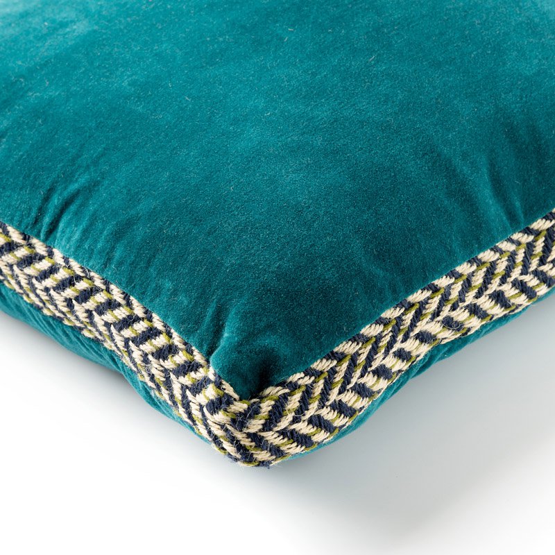 Dutch Decor Manoe - Kussen 30x50 cm - Jute rand - Deep Lake - blauw