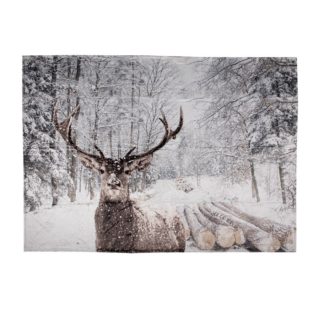 Plaid 130x170 cm Wit Bruin Polyester Hert Deken