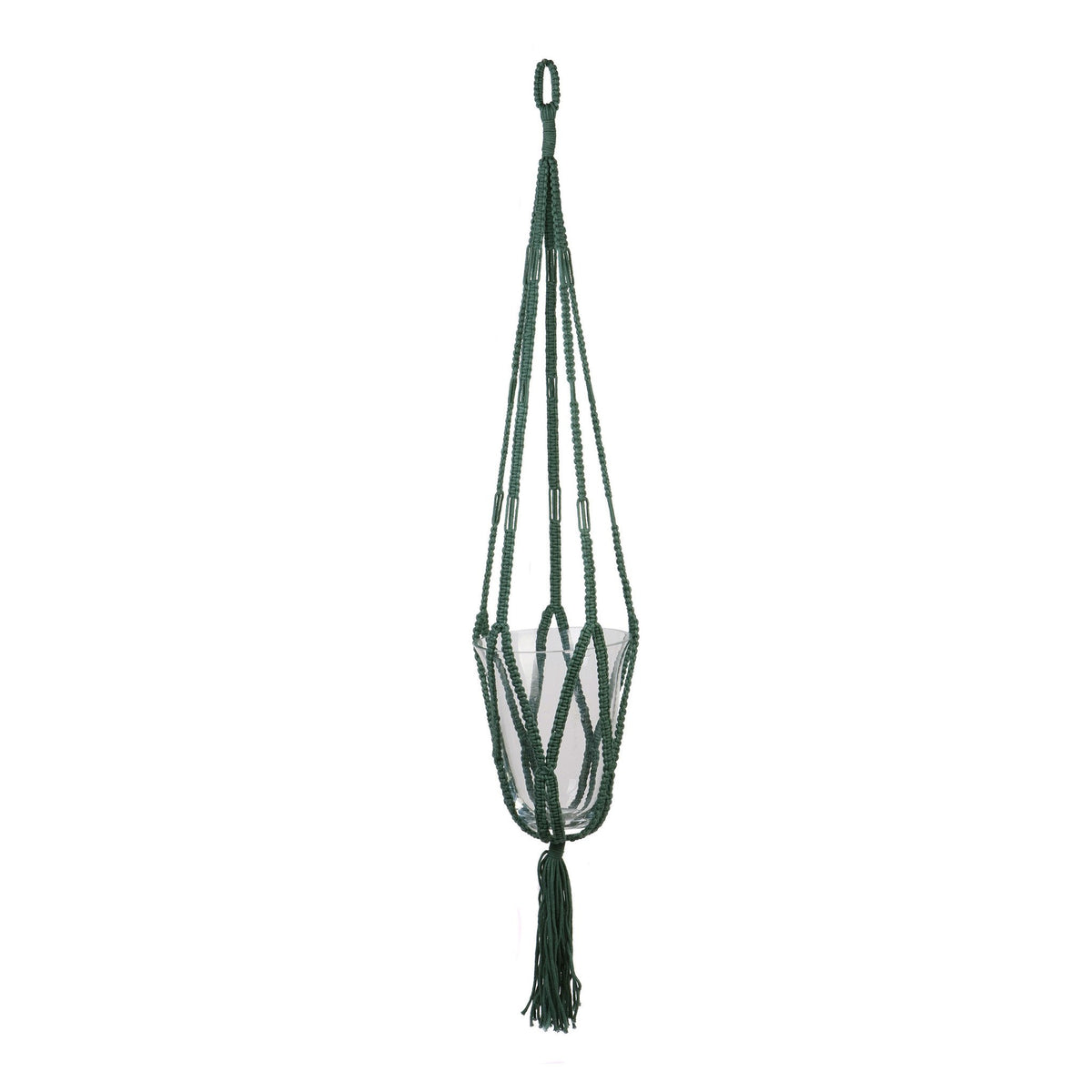 Macrame pothouder hangend groen
