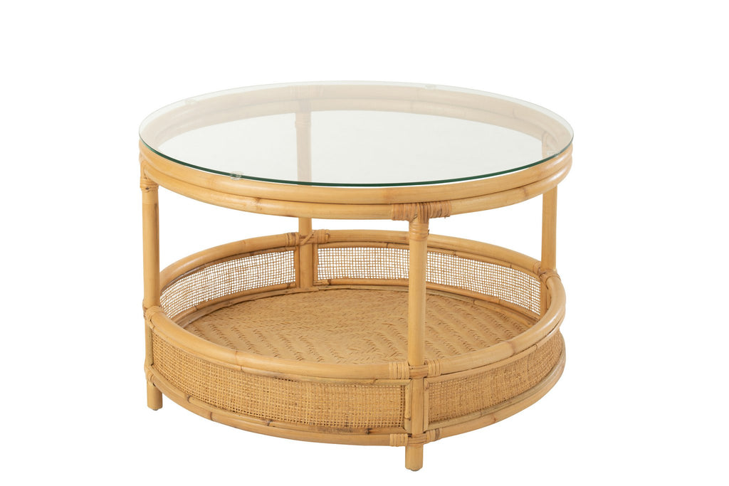 J-Line salontafel Jovelyne - rotan/glas - naturel