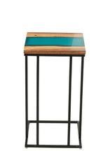 J-Line bijzettafel Vierkant - hout/epoxyhars - naturel/blauw