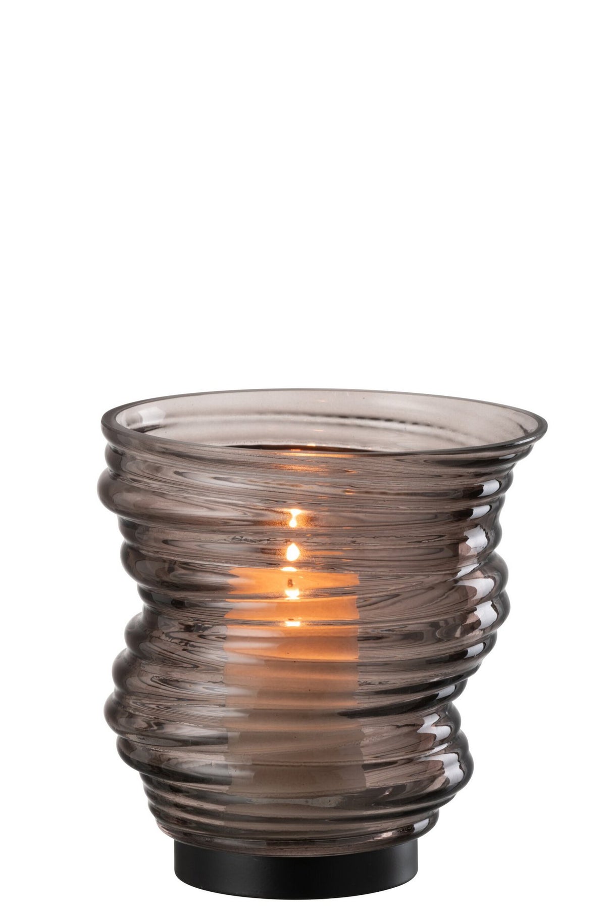 J-Line vaas Tornado - glas - grijs - small - Ø 16 cm