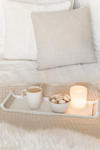 J-Line Kussen Teddy Strepen Stiksel Katoen/Polyester Beige