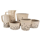 Bloempot Ø 15x14 cm Beige Zwart Keramiek Bloemen Bloempot Binnen