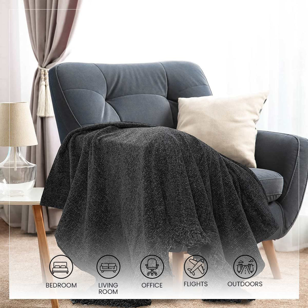 Zachte chenille plaid – deken – wafelgeweven polyester – 130x180cm eenpersoons