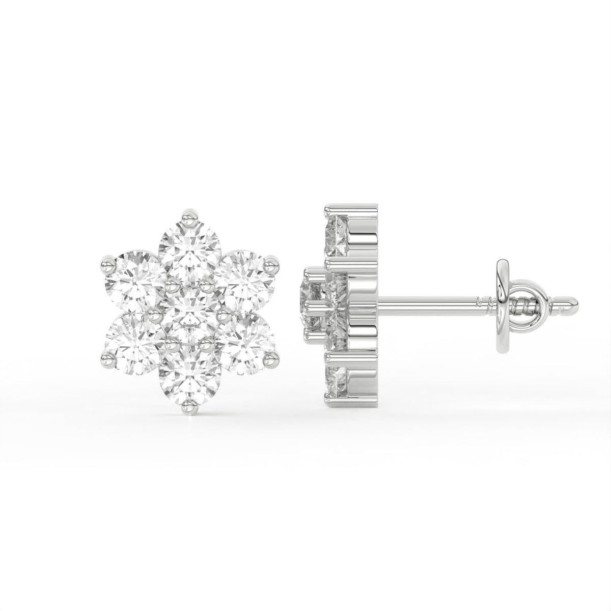 Oorknopjes | Bloemen fijn sterling zilver verguld | Rhodium