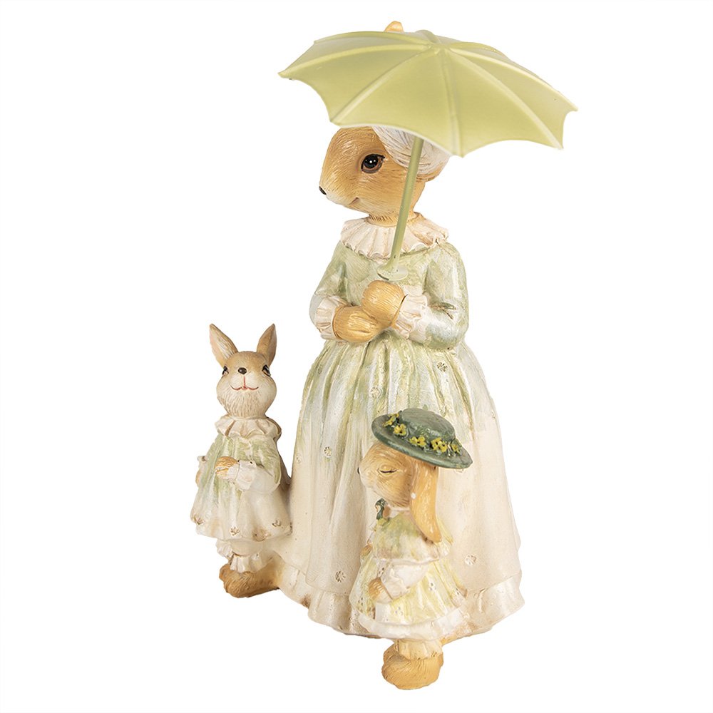 Beeld Konijn 21 cm Bruin Groen Polyresin
