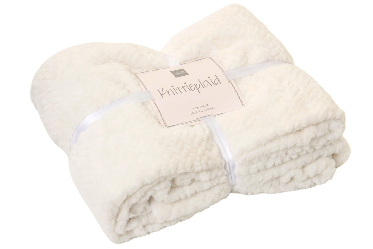 J-Line deken - polyester - wit