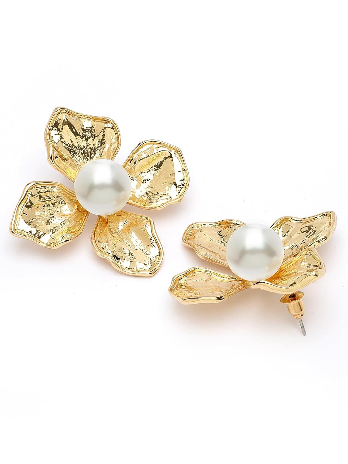 Vergulde oorbellen met bloemen – mode-sieraden – bloemmotief – paar