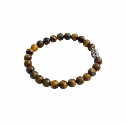 Heren armband Tijgeroog 8 mm met Boeddha kraal