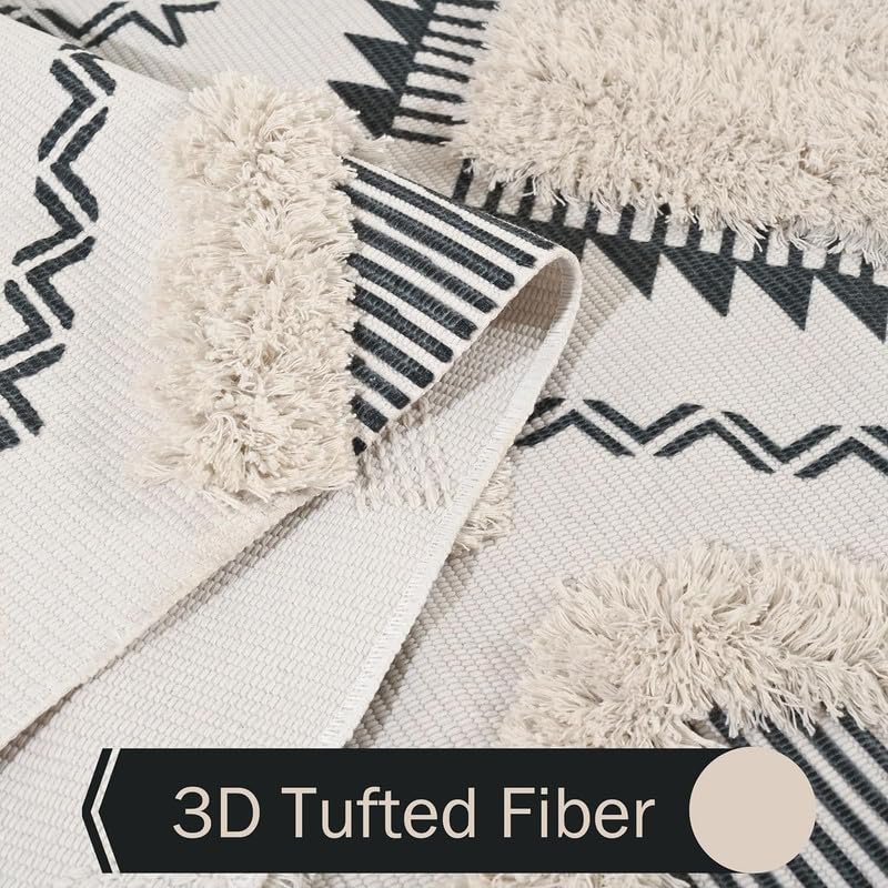 Katoenen loper – handgeweven wasbaar – 2x5 ft bedrukt ruitpatroon