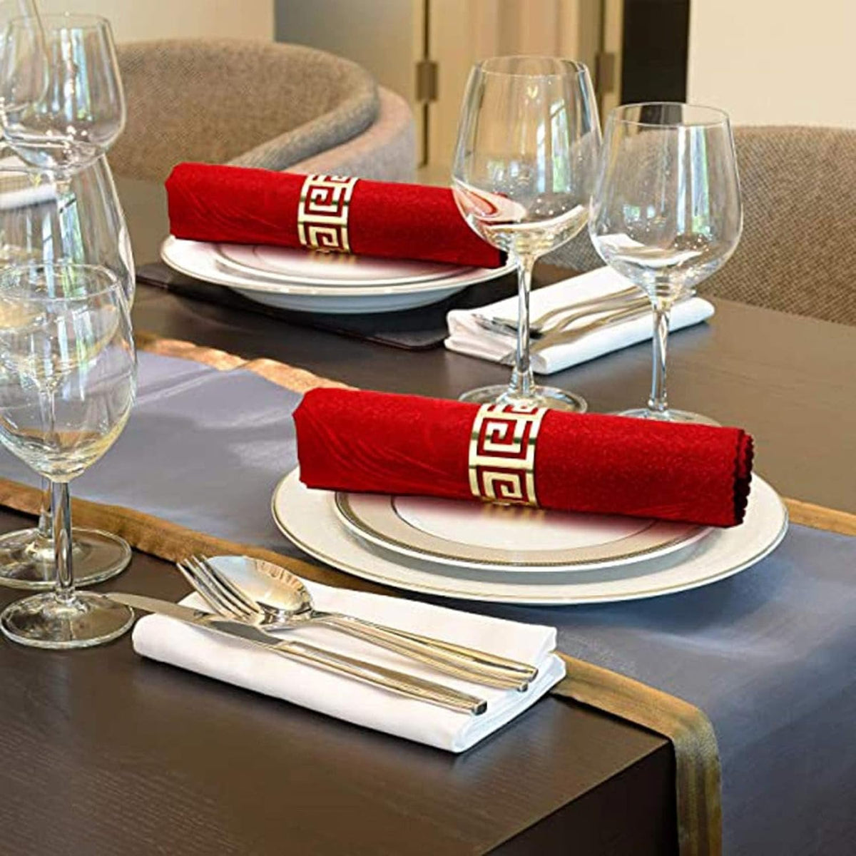 Gouden servetringen met holle snede – tafelbladaccessoires – duurzame legering – set van 4