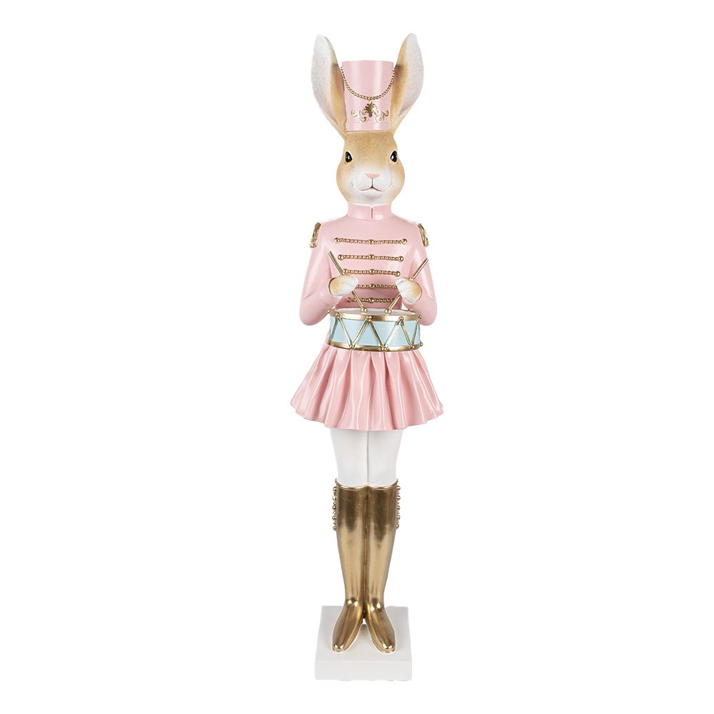 Decoratie Beeld Konijn 79 cm Beige Roze Kunststof