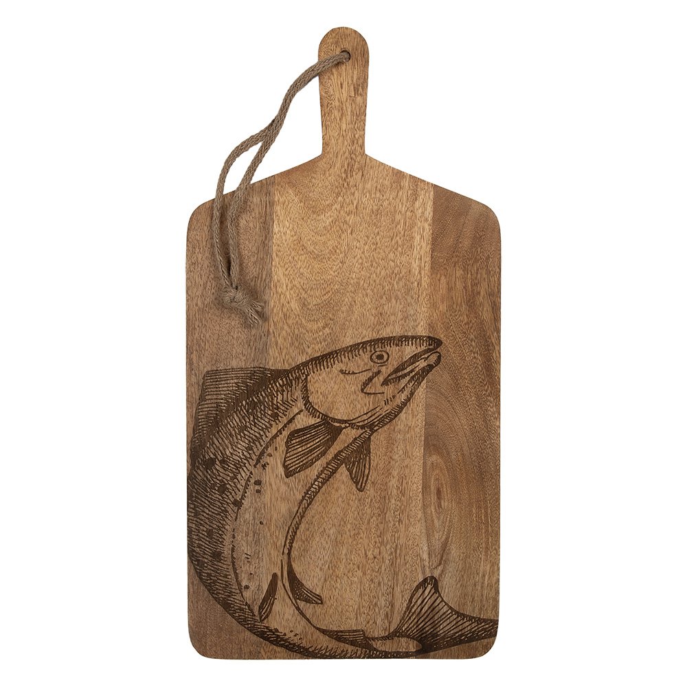 Decoratie Snijplank 25x2x50 cm Bruin Hout Vis