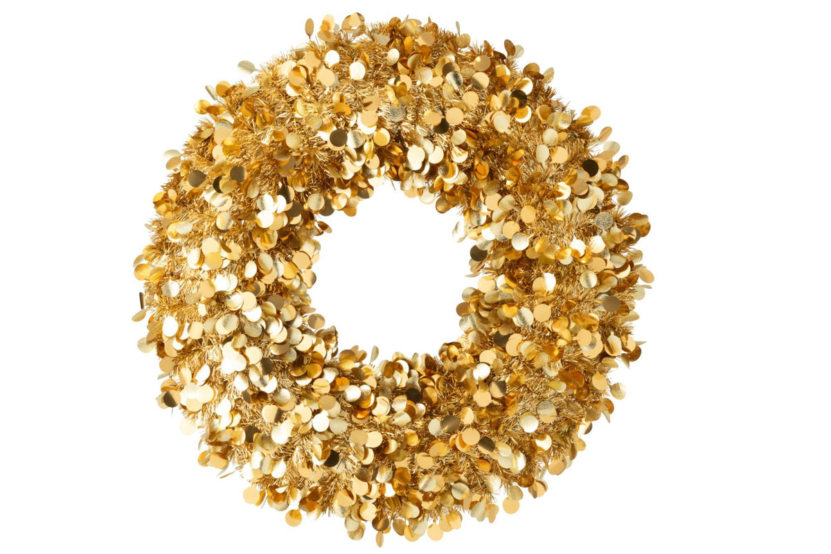 J-Line decoratie krans Sprankelend - polystyreen - goud - large