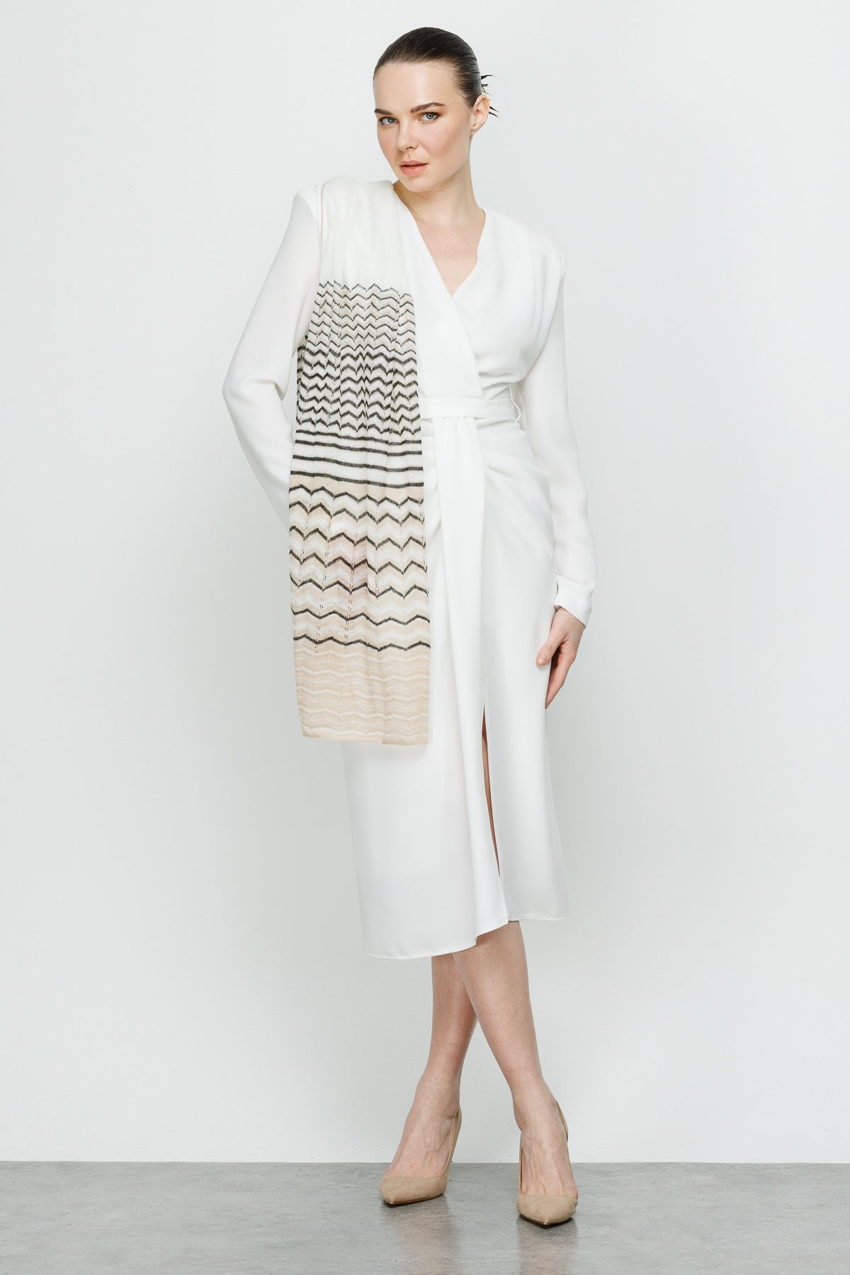 Cybele Shawl Ecru-Beige-Black