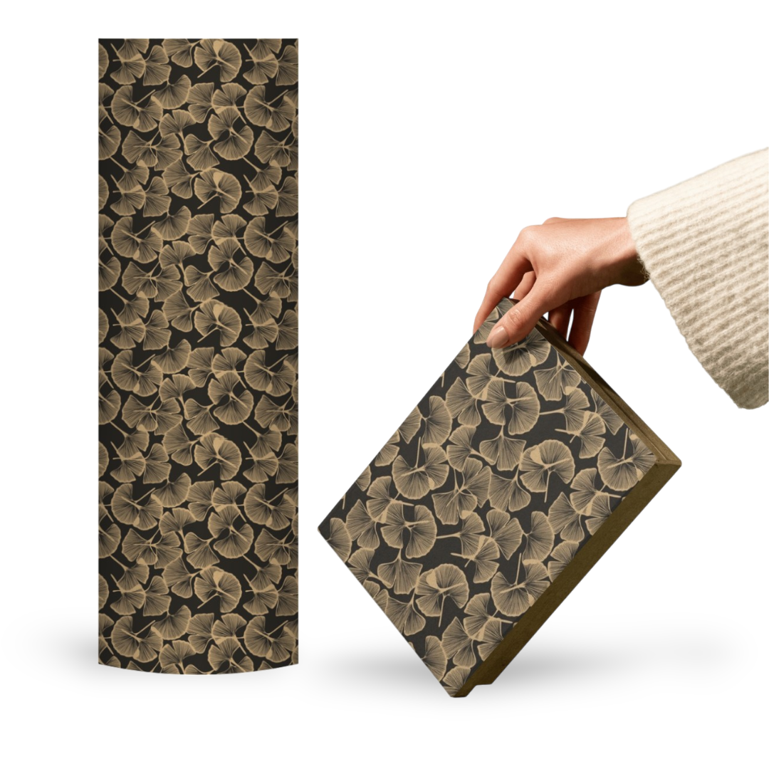 Papierrol – Bio Kraft Botanic – Zwart / Kraft – 60cm x 100m
