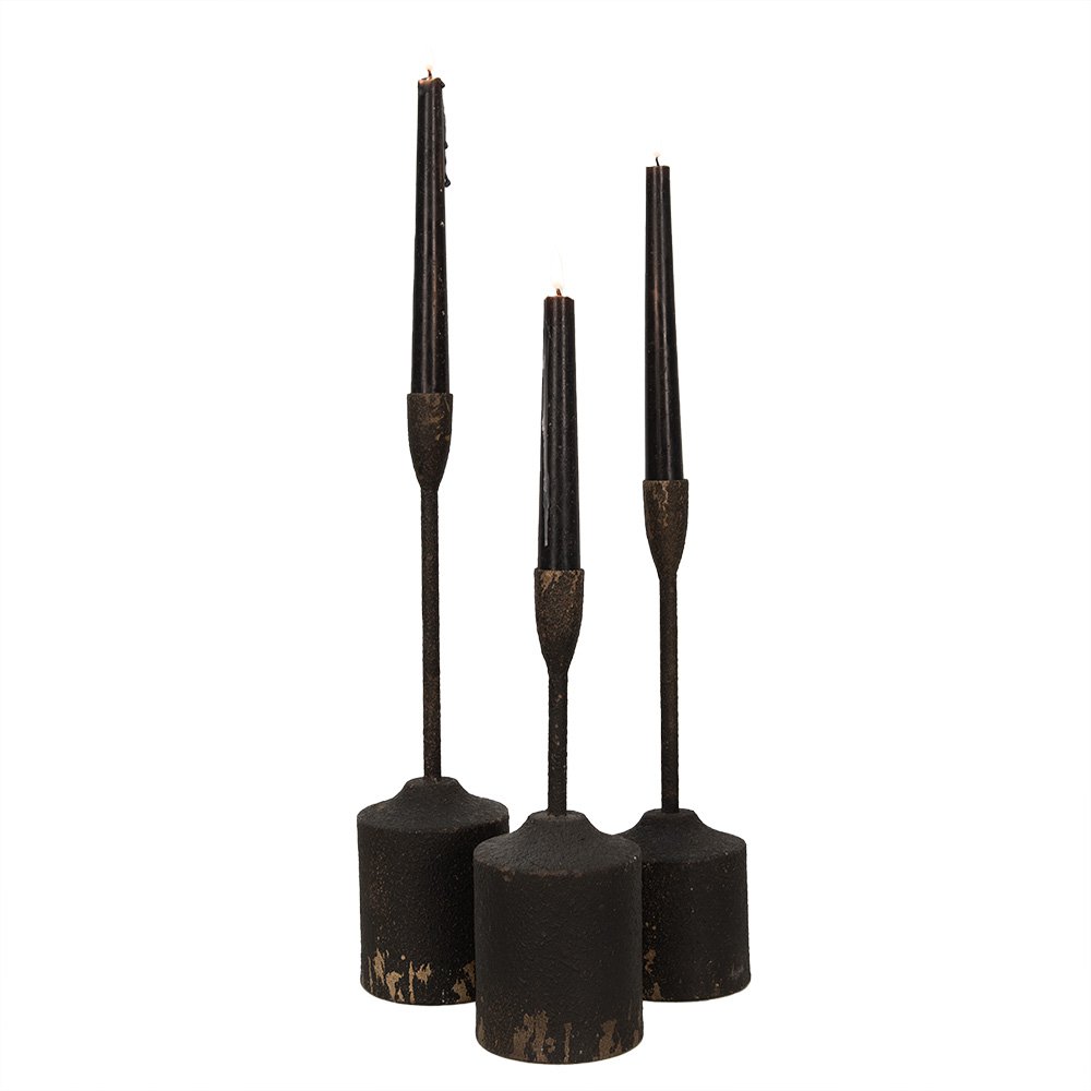 Kandelaar Set van 3 35/30/25 cm Zwart IJzer