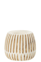 J-Line bloempot Ying - hout - wit - medium - Ø 20 cm