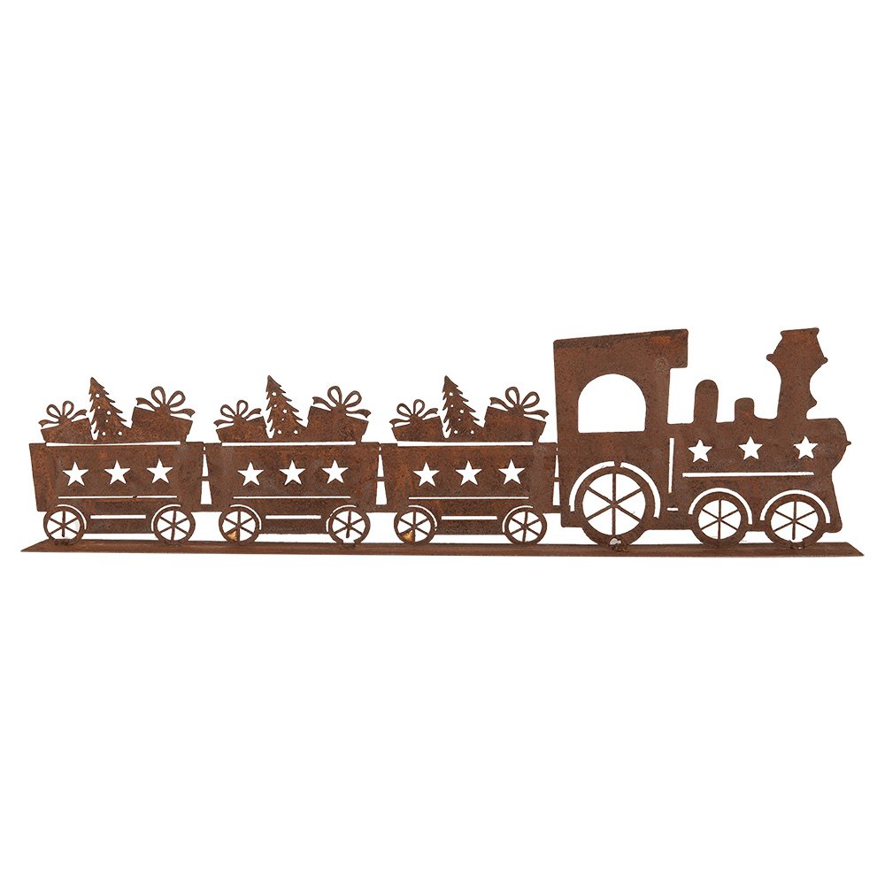 Kerstdecoratie Beeld Trein 34x5x10 cm Bruin Metaal