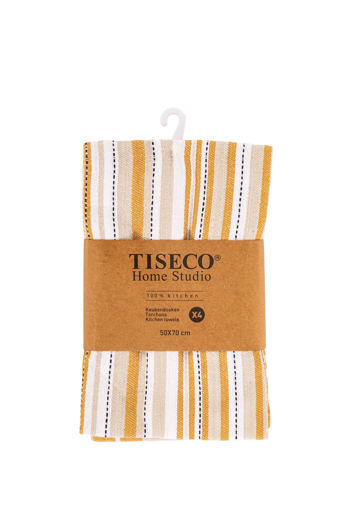 Theedoek multilines - set/4 - 50x70 cm, zwart