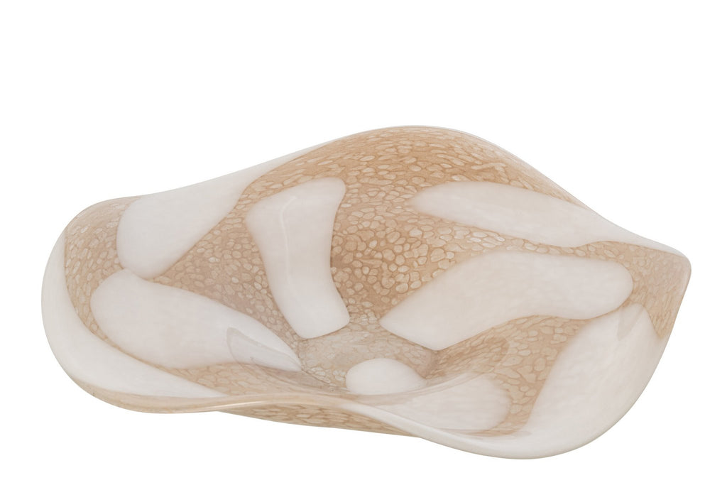 J-Line Decoratief dienblad met stippen - glas - lichtbeige/wit