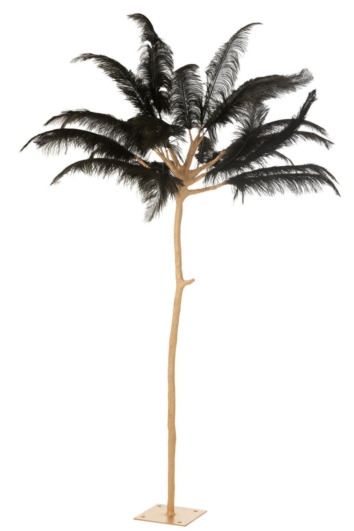 J-Line Boom Pluimen Metaal Goud/Zwart Large