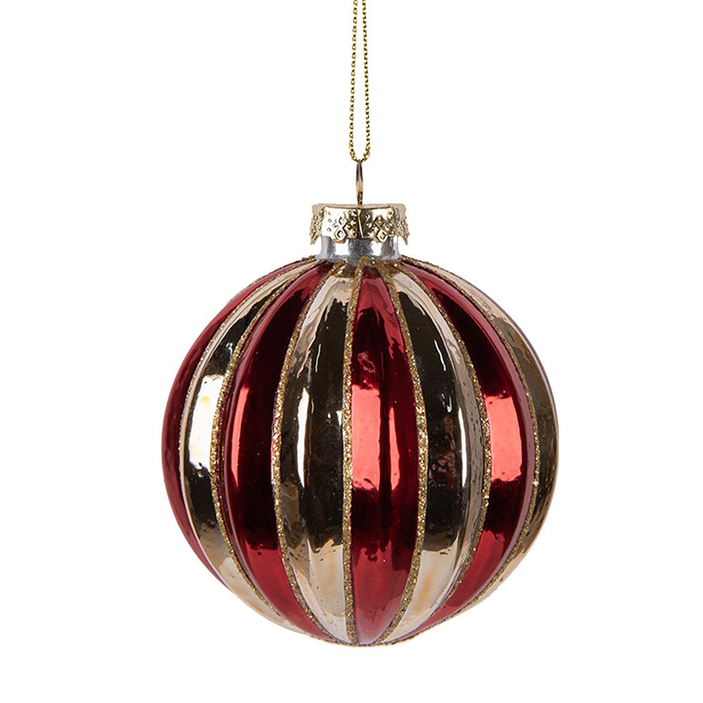 Kerstbal Ø 8x8 cm Goudkleurig Rood Glas