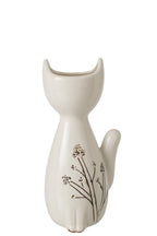 J-Line vaas Kat - porselein - wit/zwart - medium