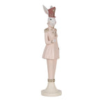 Decoratie Beeld Konijn 44 cm Wit Roze Kunststof