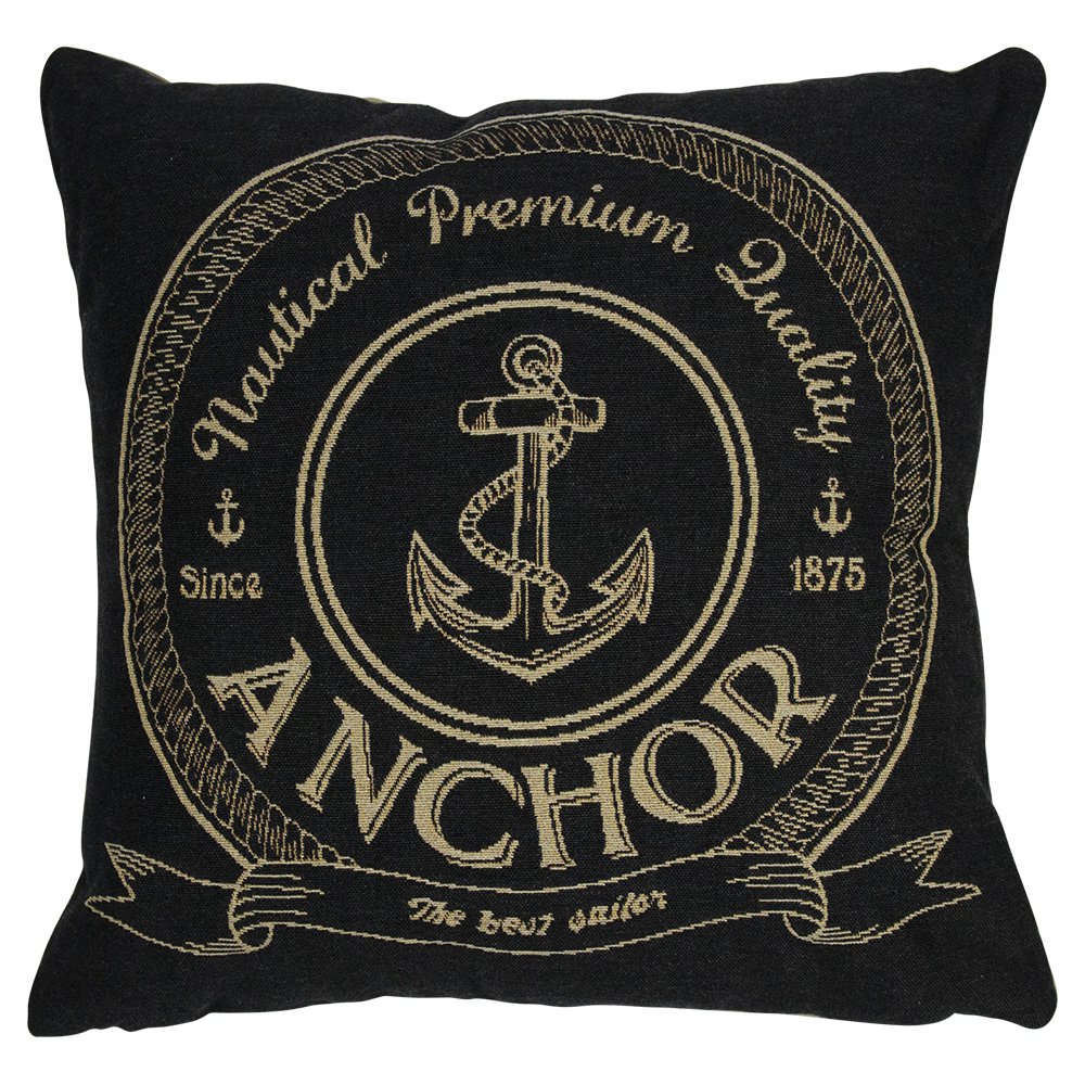 Gobelin kussen antraciet anchor 45x45cm*