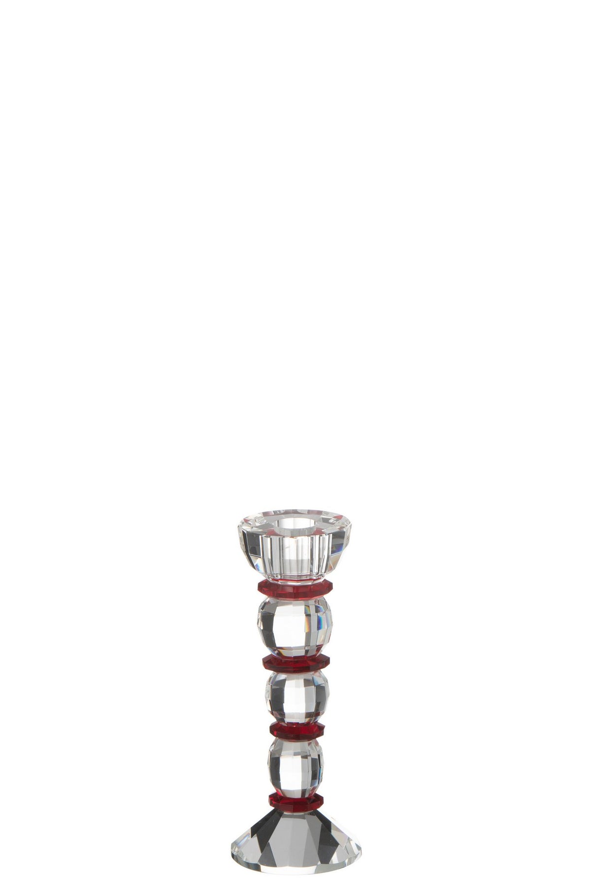J-Line Kandelaar Annie Kristal Rood/Transparant Small