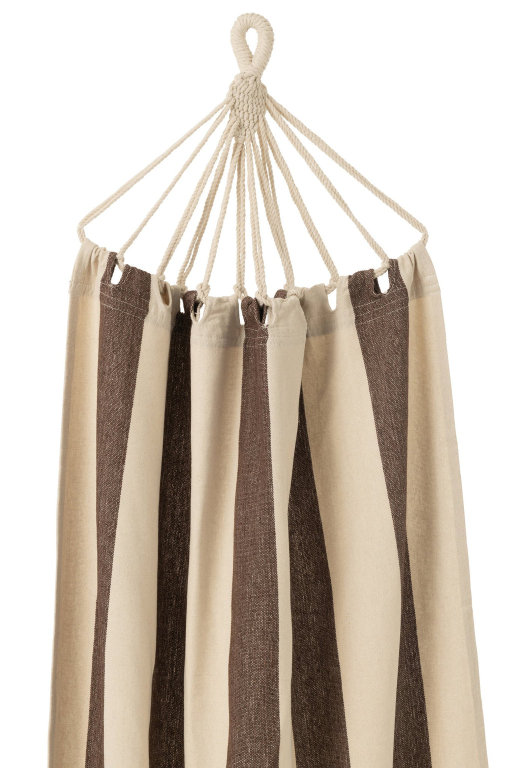 J-Line Hangmat Brede Strepen Katoen/Polyester Donker Bruin/Ecru