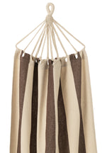 J-Line Hangmat Brede Strepen Katoen/Polyester Donker Bruin/Ecru
