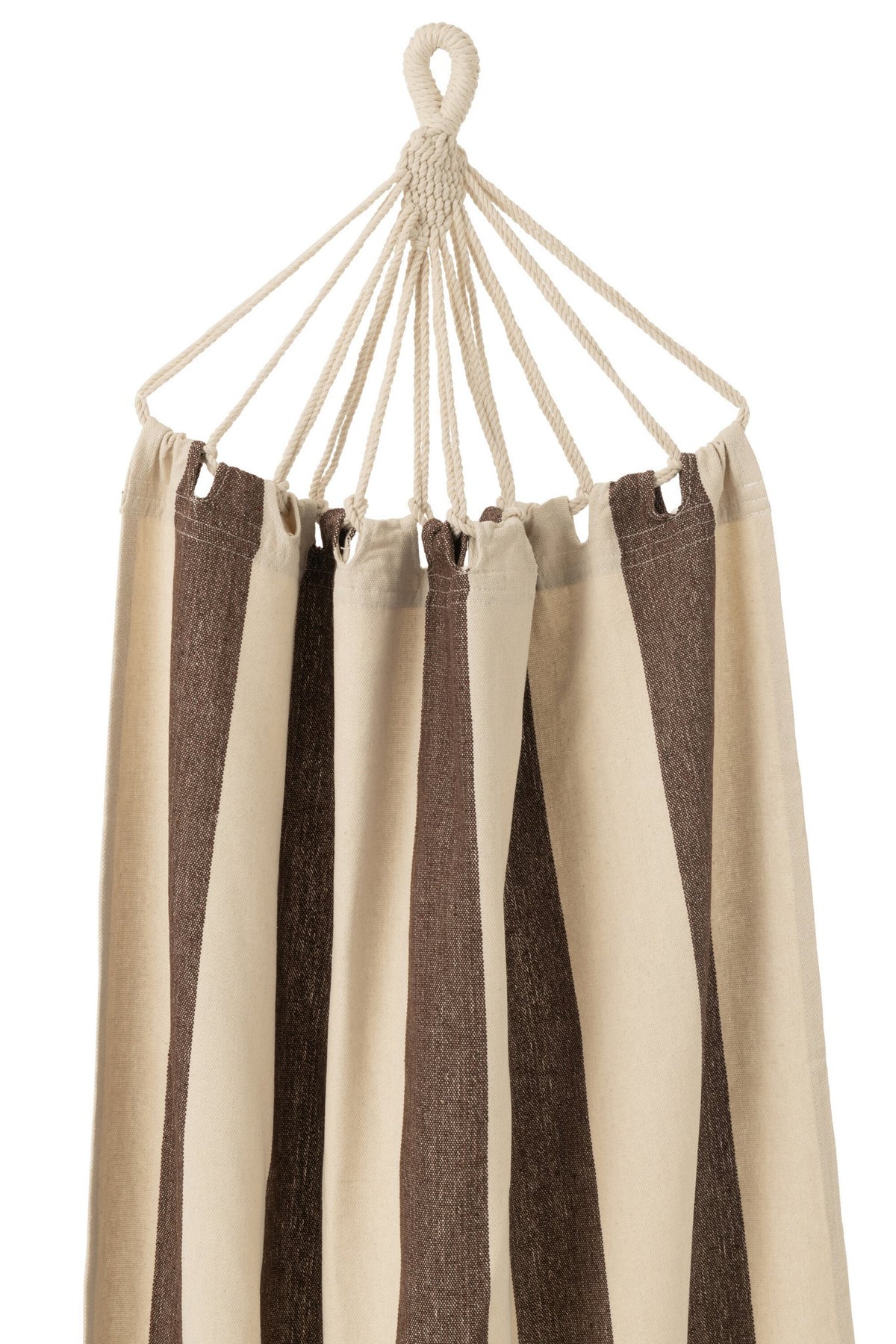 J-Line Hangmat Brede Strepen Katoen/Polyester Donker Bruin/Ecru