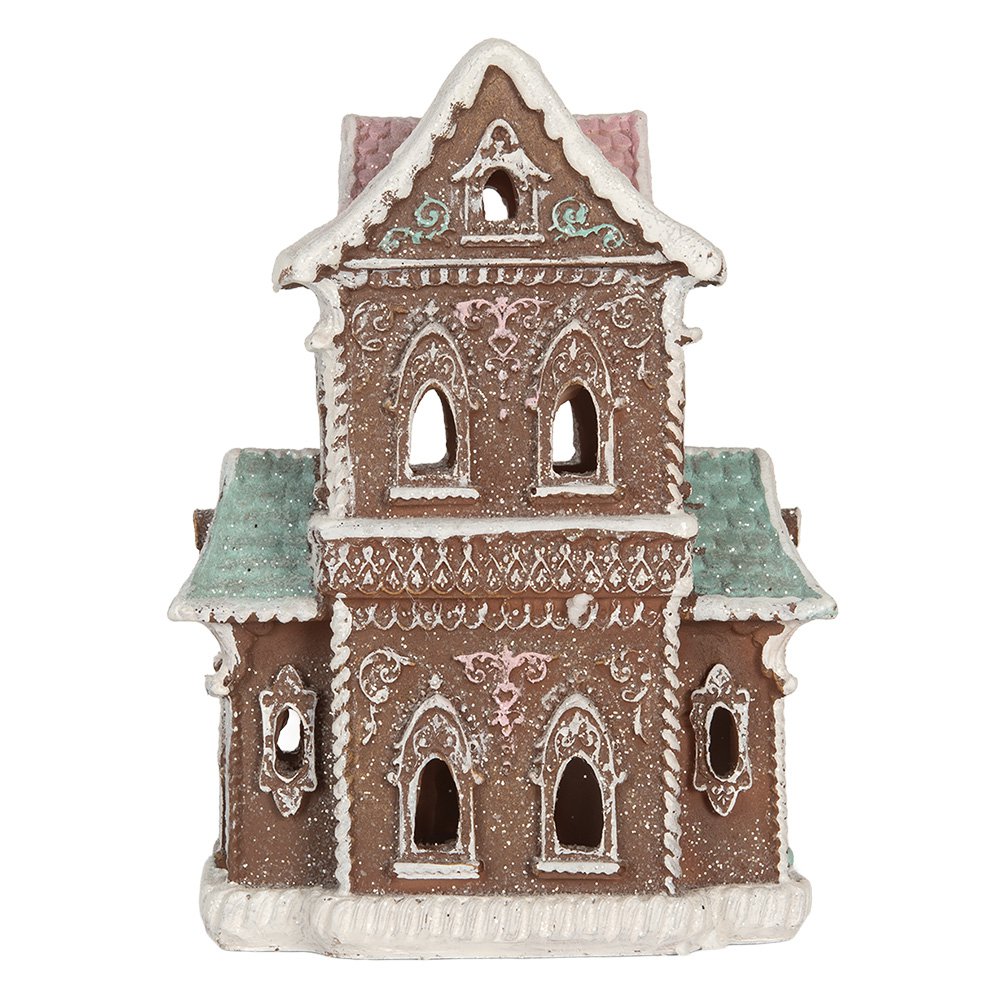 Gingerbread house met LED 15x12x20 cm Bruin Kunststof