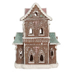 Gingerbread house met LED 15x12x20 cm Bruin Kunststof