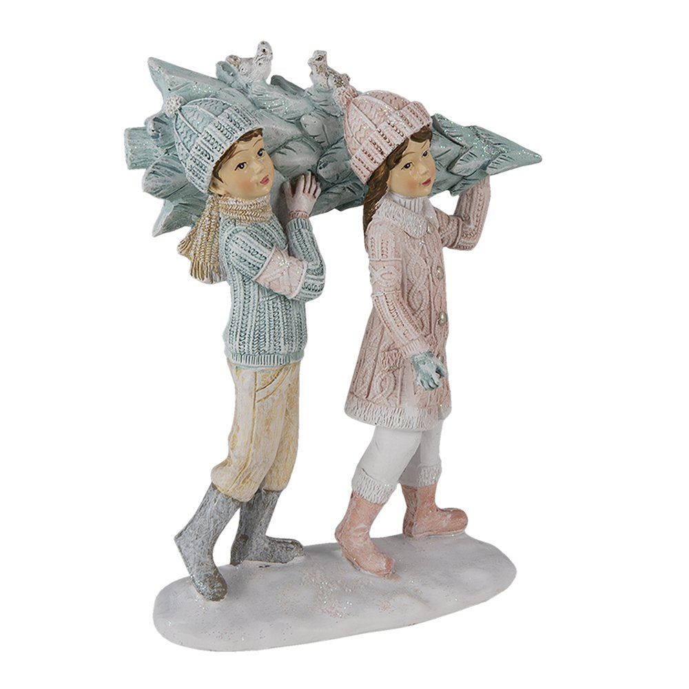 Beeld Kinderen 15 cm Groen Roze Kunststof