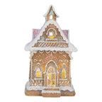 Gingerbread house met LED 9x10x15 cm Bruin Kunststof
