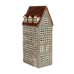 Waxinelichthouder Huis 15x11x30 cm Grijs Bruin Keramiek Theelichthouder