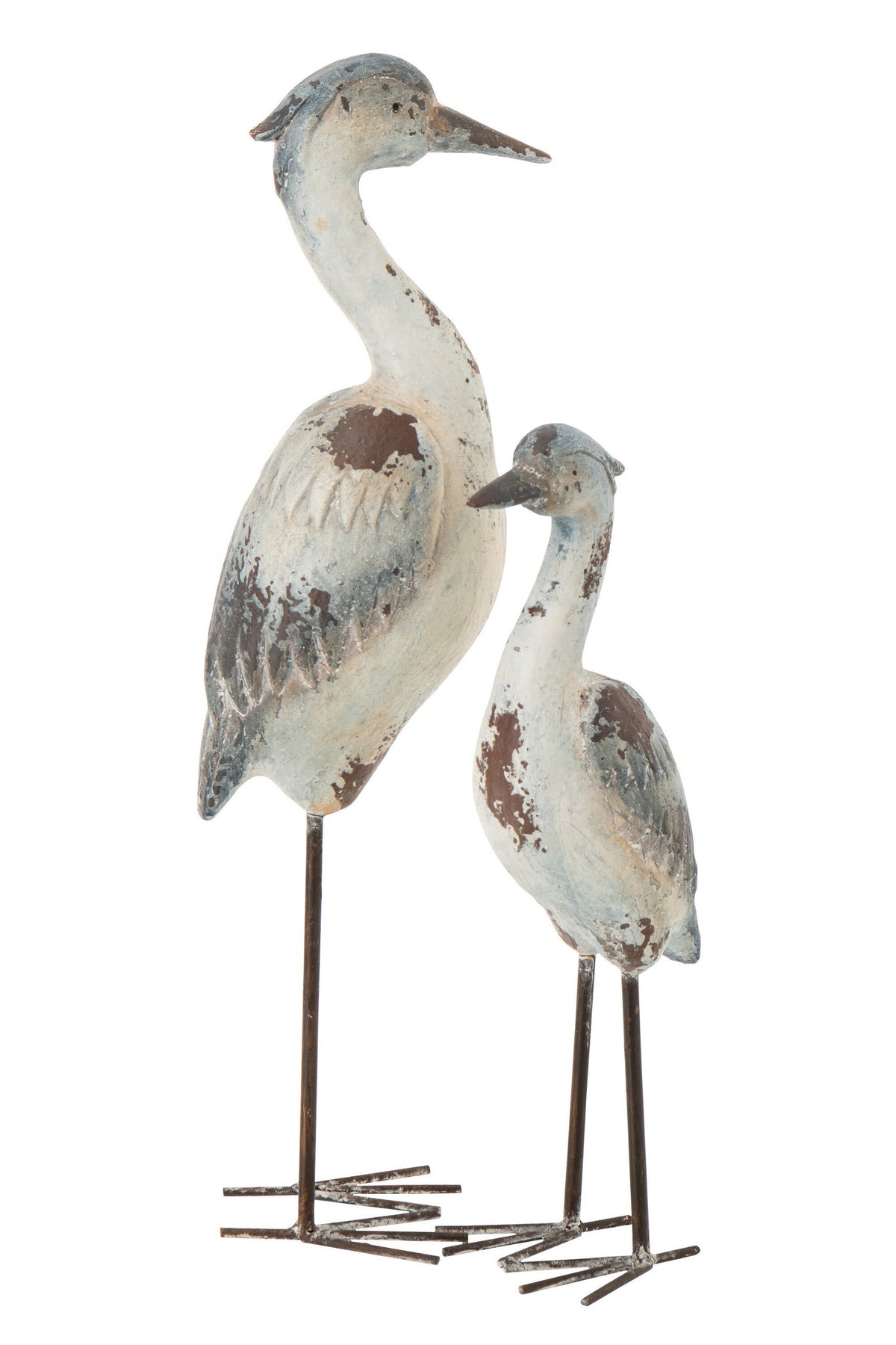 J-Line decoratie Vogel Antiek - polyresin - blauw/wit - L