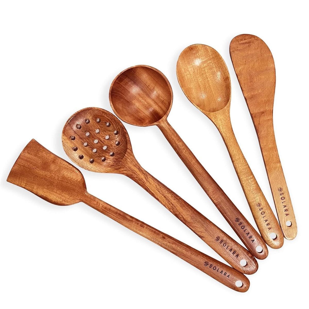 Neem houten spatelset – keukengerei – kookgerei met antiaanbaklaag – 5-delig