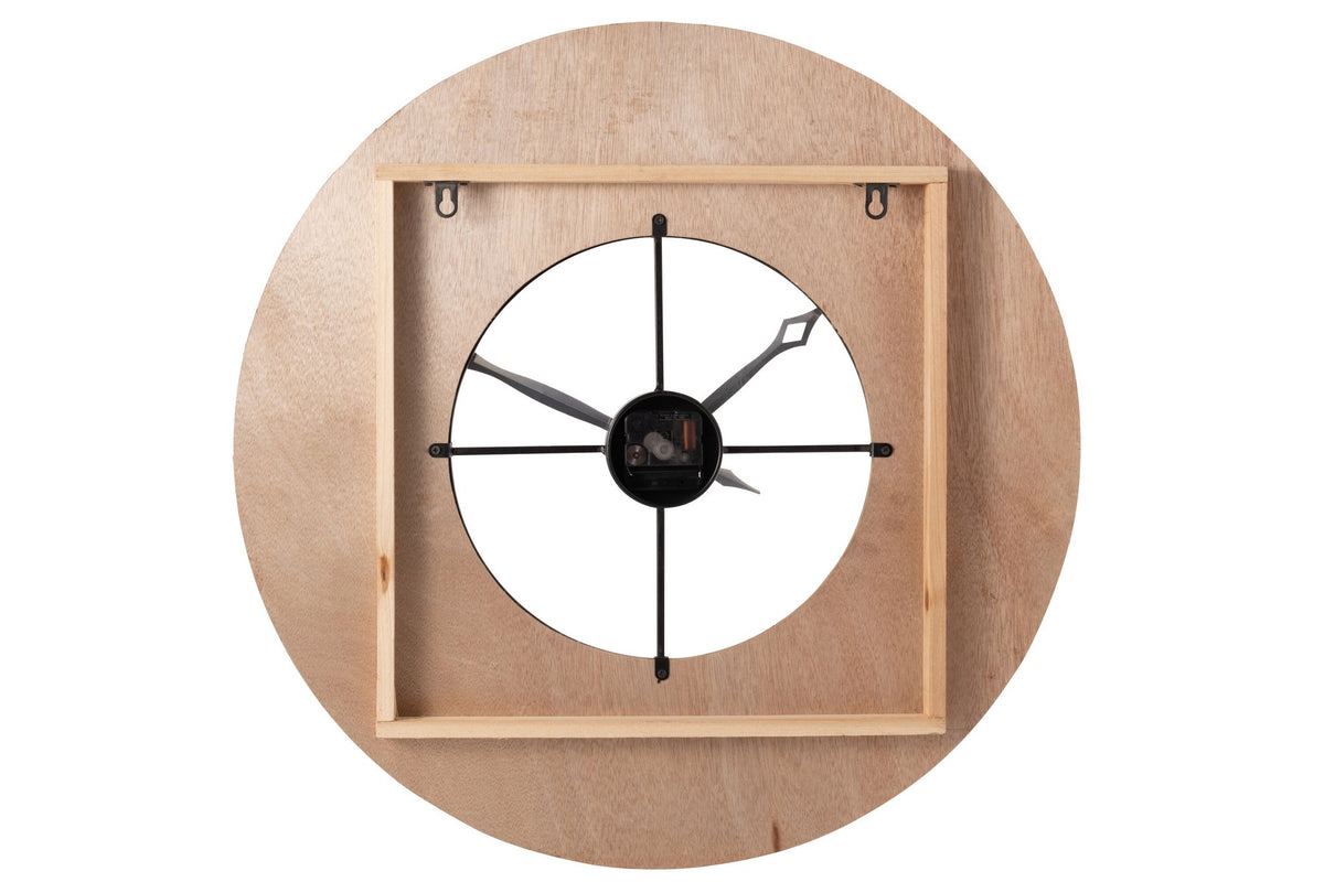 J-Line klok Sodi - hout - naturel/zwart - Ø 60 cm