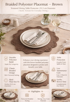 Bruin polyester gevlochten placemat – elegante eetmat