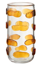 J-Line vaas Pebbles - glas - amber/transparant - large - Ø 17 cm