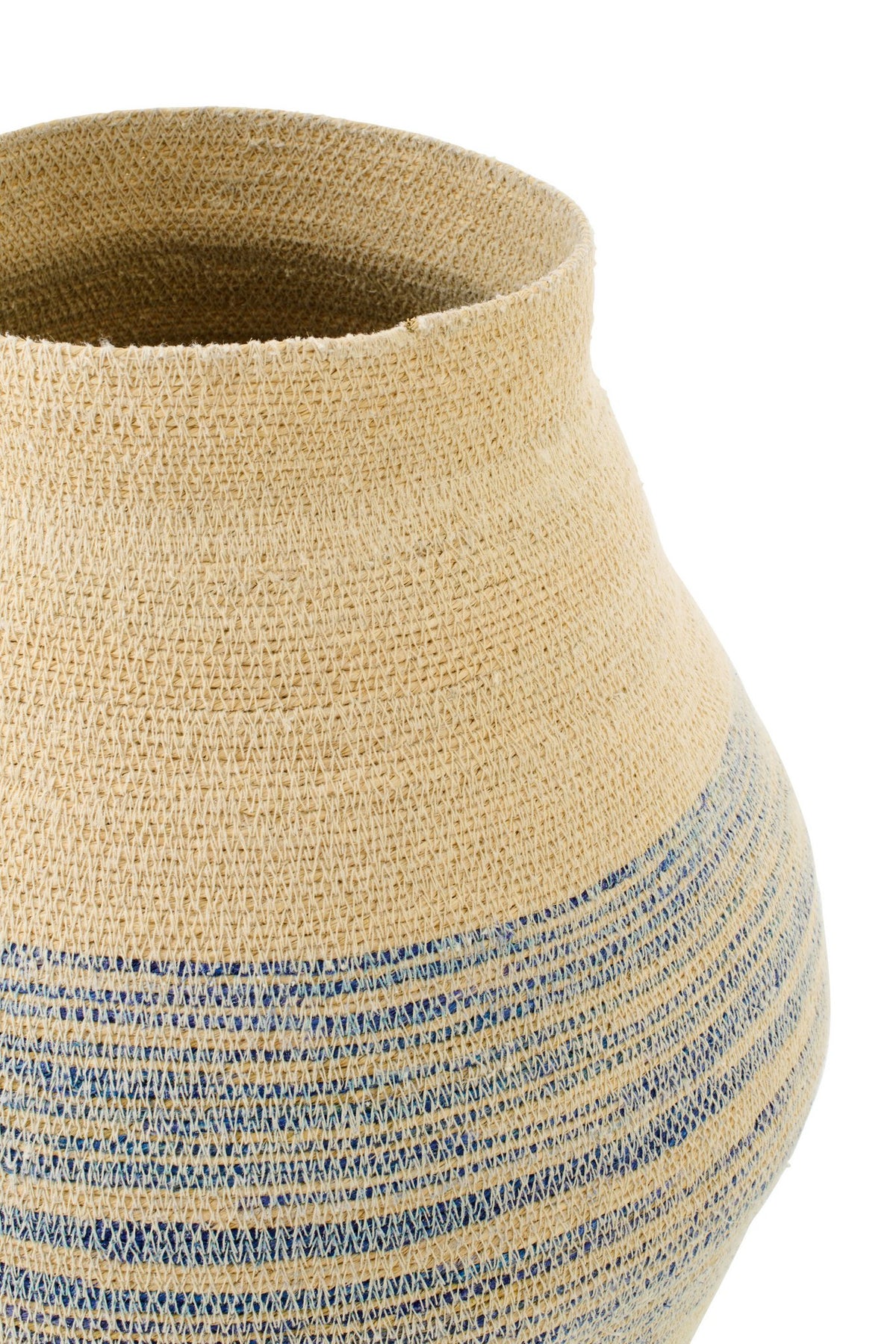 J-Line mand Gestreept - zeegras - naturel/blauw - S