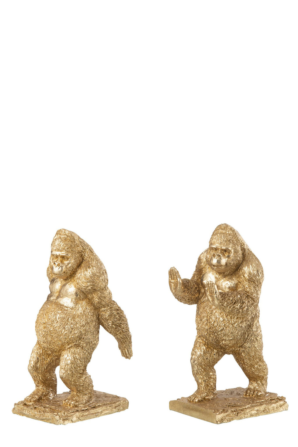 J-Line boekensteun Gorilla - polyresin - goud - 2 stuks